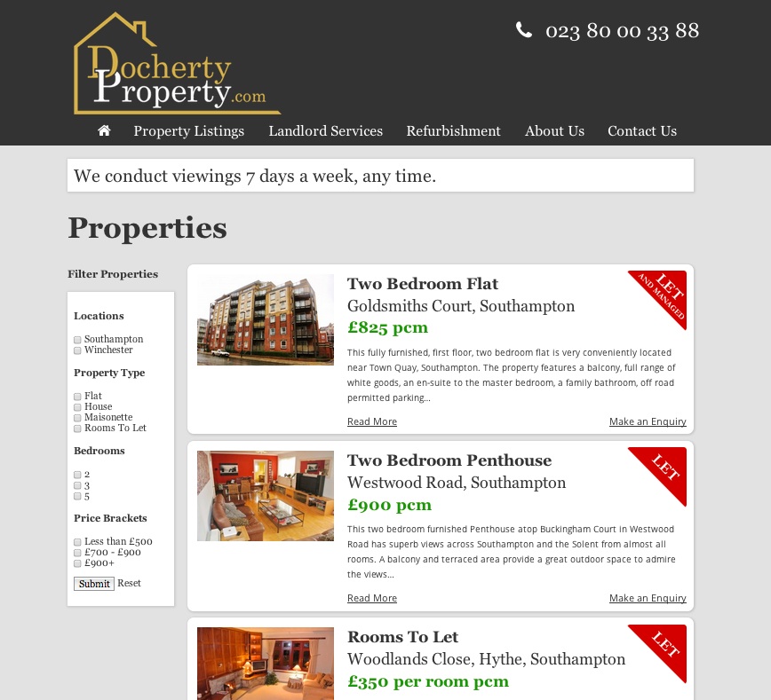 Docherty Property Project Screnshot